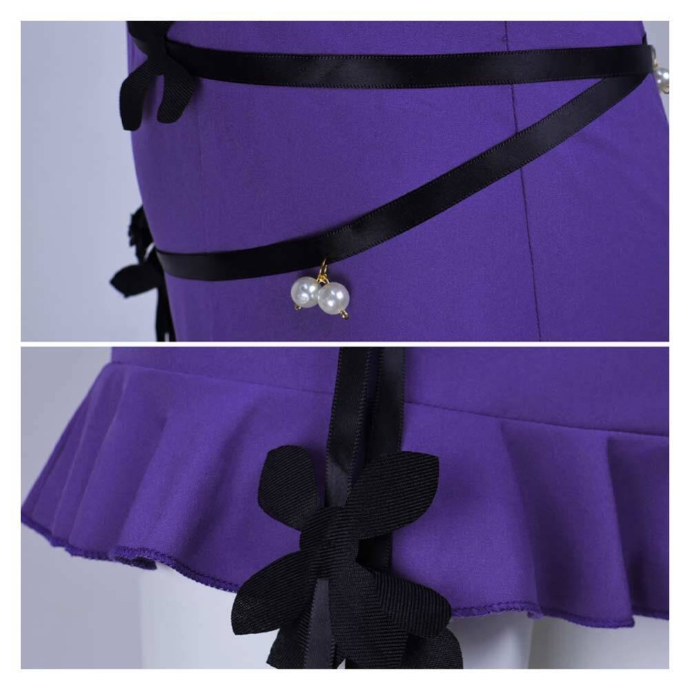 Final Fantasy Tifa Lockhart Purple Halter Neck Dress Cosplay Costume Halloween Carnival Outfit
