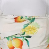 Final Fantasy Aerith Women Citrus Pattern Dress Cosplay Costume Halloween Carnival Outfit