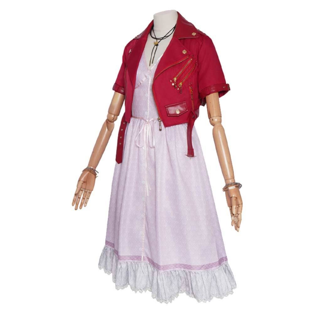 Final Fantasy Aerith Gainsborough Classic Red Coat Set Cosplay Costume Halloween Carnival