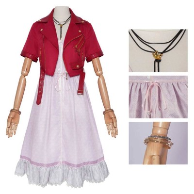 Final Fantasy Aerith Gainsborough Classic Red Coat Set Cosplay Costume Halloween Carnival