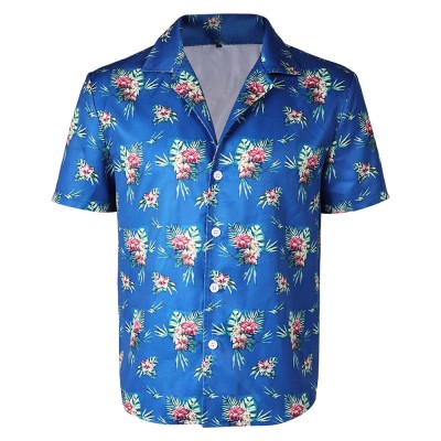 Fight or Flight (2025) Lucas Men Blue Printed Shirt Cosplay Costume Halloween Carnival Outfit