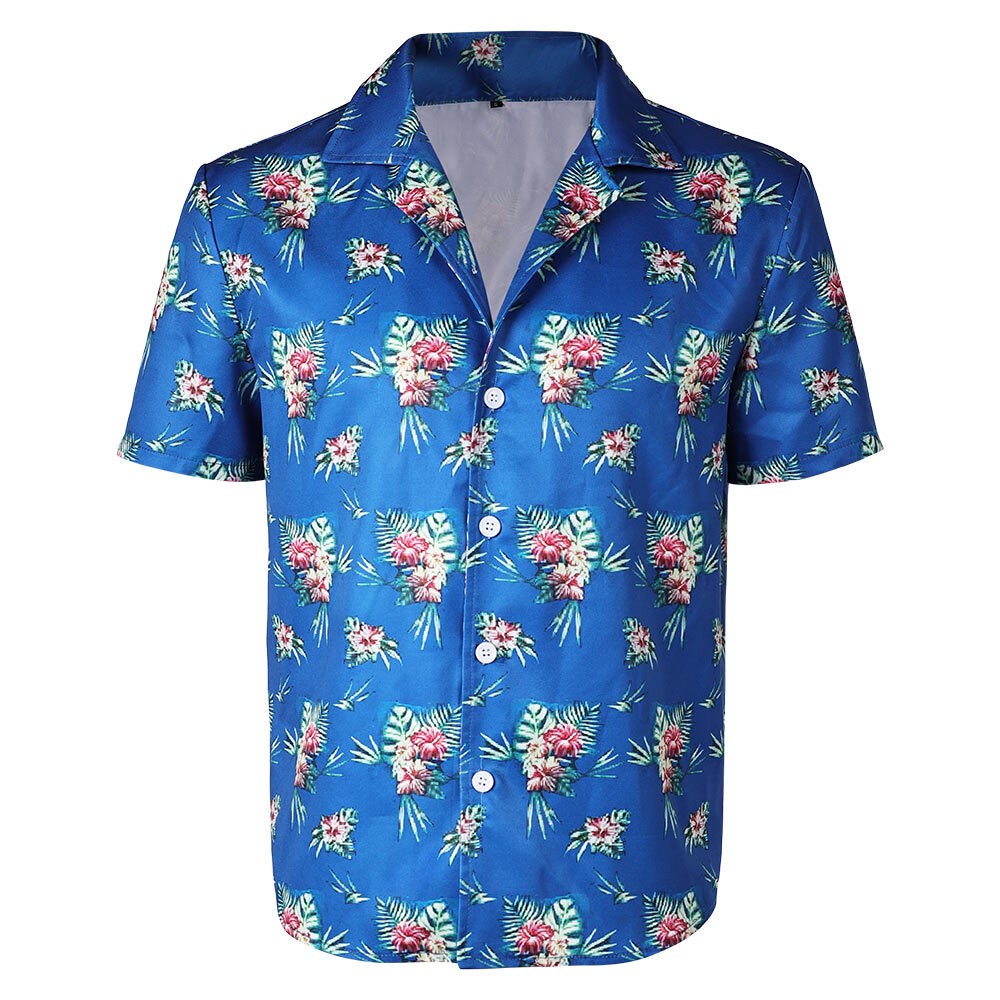 Fight or Flight (2025) Lucas Men Blue Printed Shirt Cosplay Costume Halloween Carnival Outfit