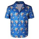 Fight or Flight (2025) Lucas Men Blue Printed Shirt Cosplay Costume Halloween Carnival Outfit