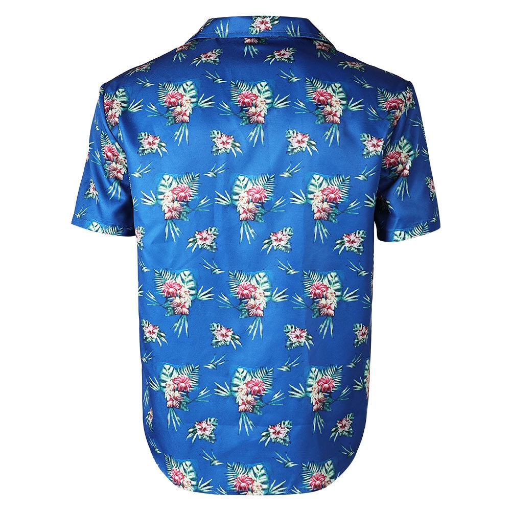 Fight or Flight (2025) Lucas Men Blue Printed Shirt Cosplay Costume Halloween Carnival Outfit