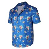 Fight or Flight (2025) Lucas Men Blue Printed Shirt Cosplay Costume Halloween Carnival Outfit