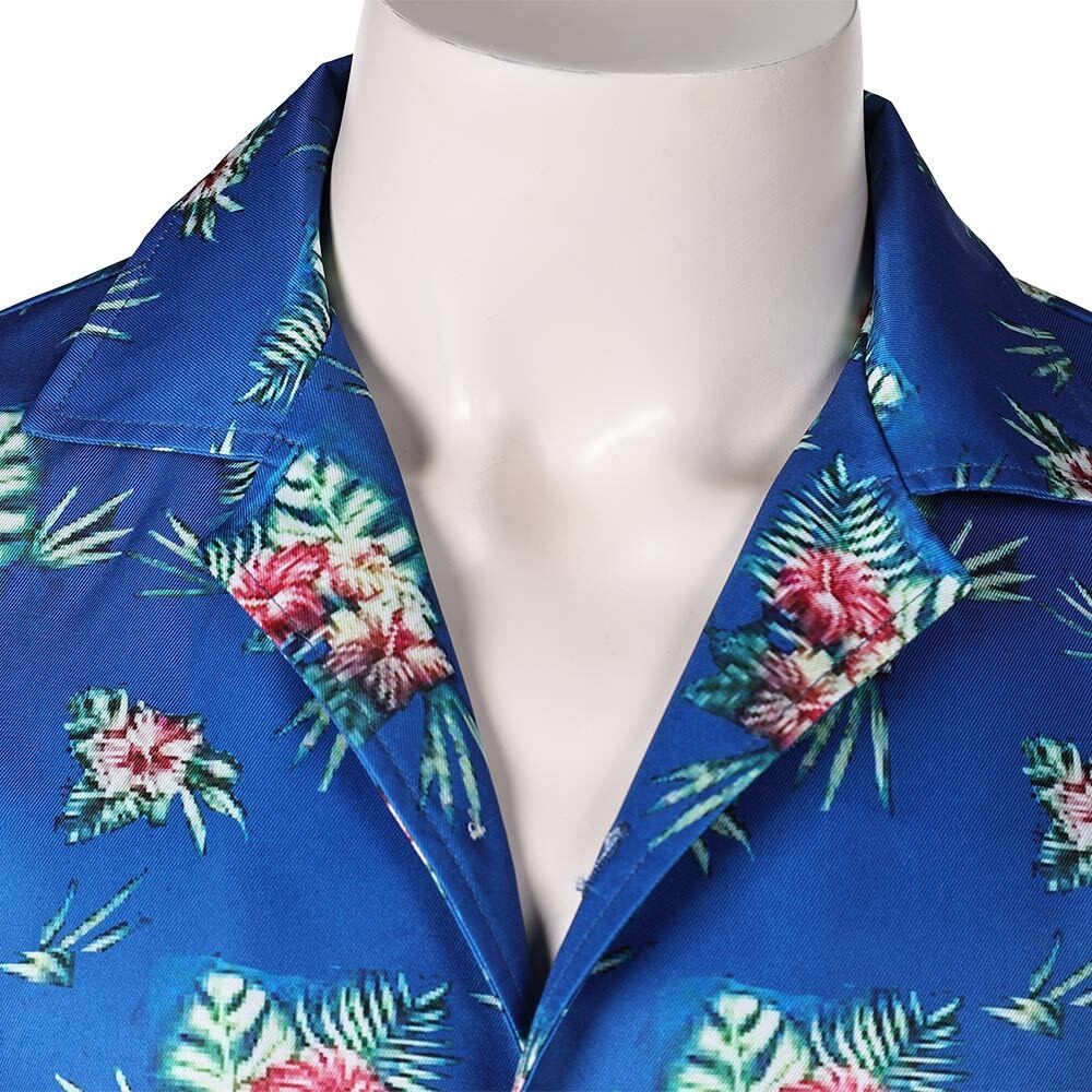 Fight or Flight (2025) Lucas Men Blue Printed Shirt Cosplay Costume Halloween Carnival Outfit