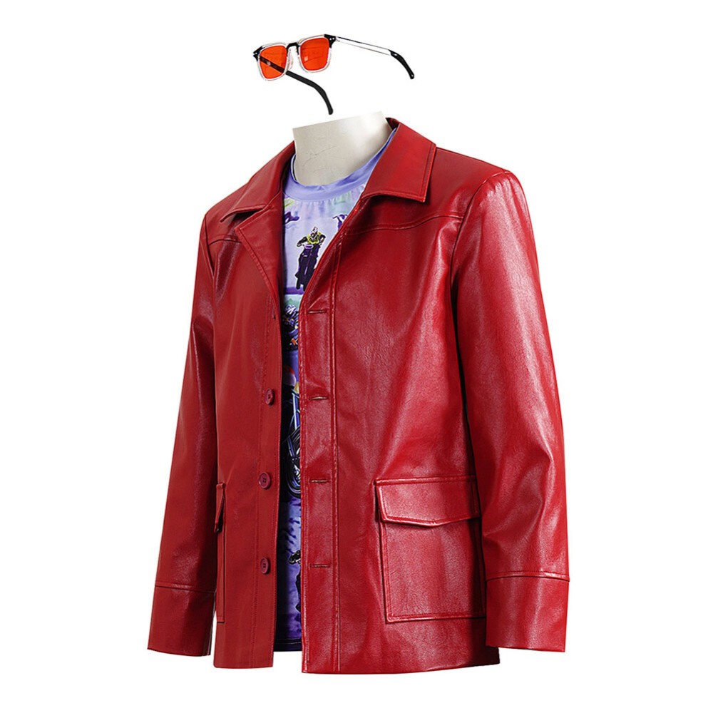 Fight Club Tyler Durden Men Red Jacket Shirt Sunglasses Set Party Cosplay Costume Halloween Carnival