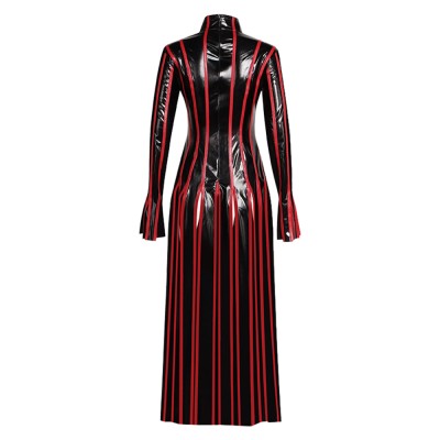 Fate/Stay Night Sakura Matou Red Strip Leather Dress Cosplay Costume Halloween Carnival Outfit