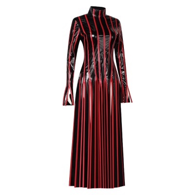 Fate/Stay Night Sakura Matou Red Strip Leather Dress Cosplay Costume Halloween Carnival Outfit