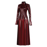 Fate/Stay Night Sakura Matou Red Strip Leather Dress Cosplay Costume Halloween Carnival Outfit