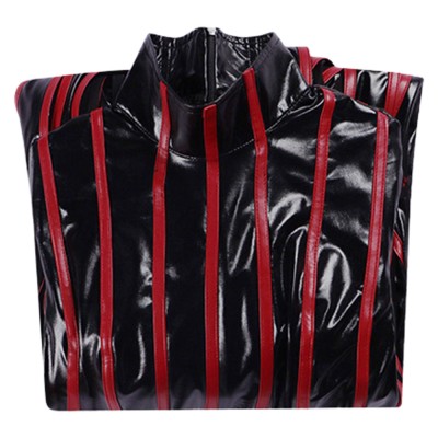 Fate/Stay Night Sakura Matou Red Strip Leather Dress Cosplay Costume Halloween Carnival Outfit