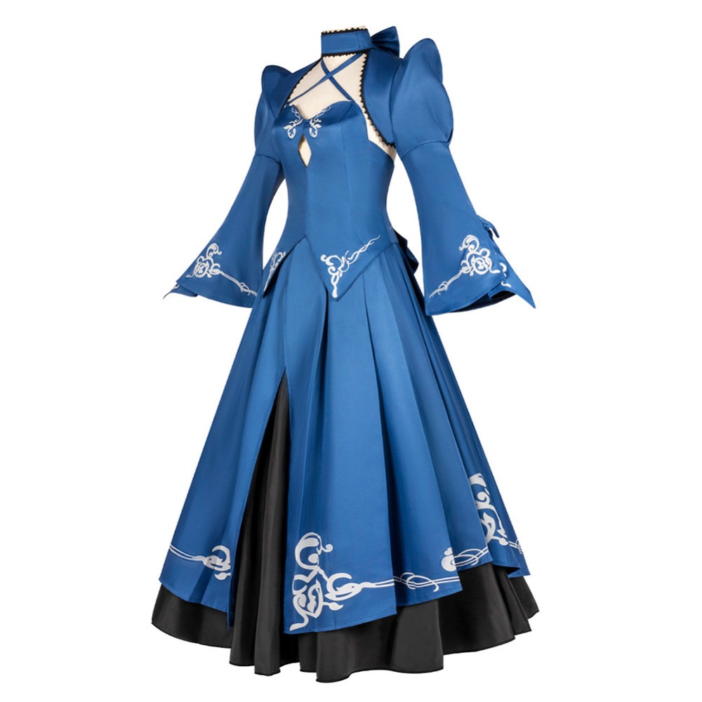 Fate/stay night Saber Altria Pendragon Women Blue Dress Cosplay Costume Halloween Carnival Outfit