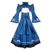 Fate/stay night Saber Altria Pendragon Women Blue Dress Cosplay Costume Halloween Carnival Outfit