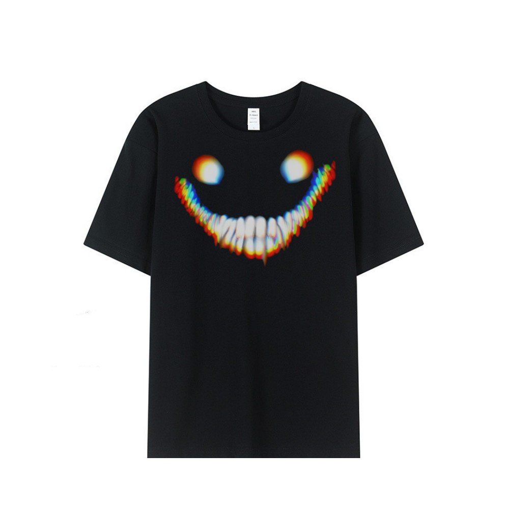 Escape the Backrooms Smiler Black printed T‑shirt Cosplay Costume Halloween Carnival Outfit