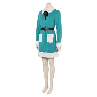 Elf Women Green Dress Christmas Cosplay Costume Halloween Carnival Outfit
