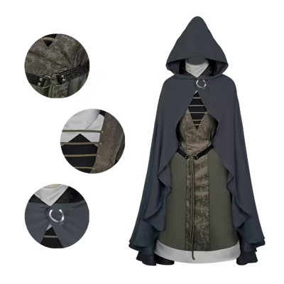 Elden Ring Melina Women Gray Hat Robe Cosplay Costume Halloween Carnival Outfit