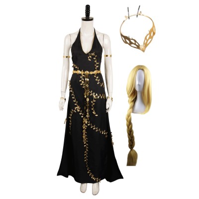 Elden Ring Marika Women Black Dress Set Suit Cosplay Costume Halloween Carnival Outfit