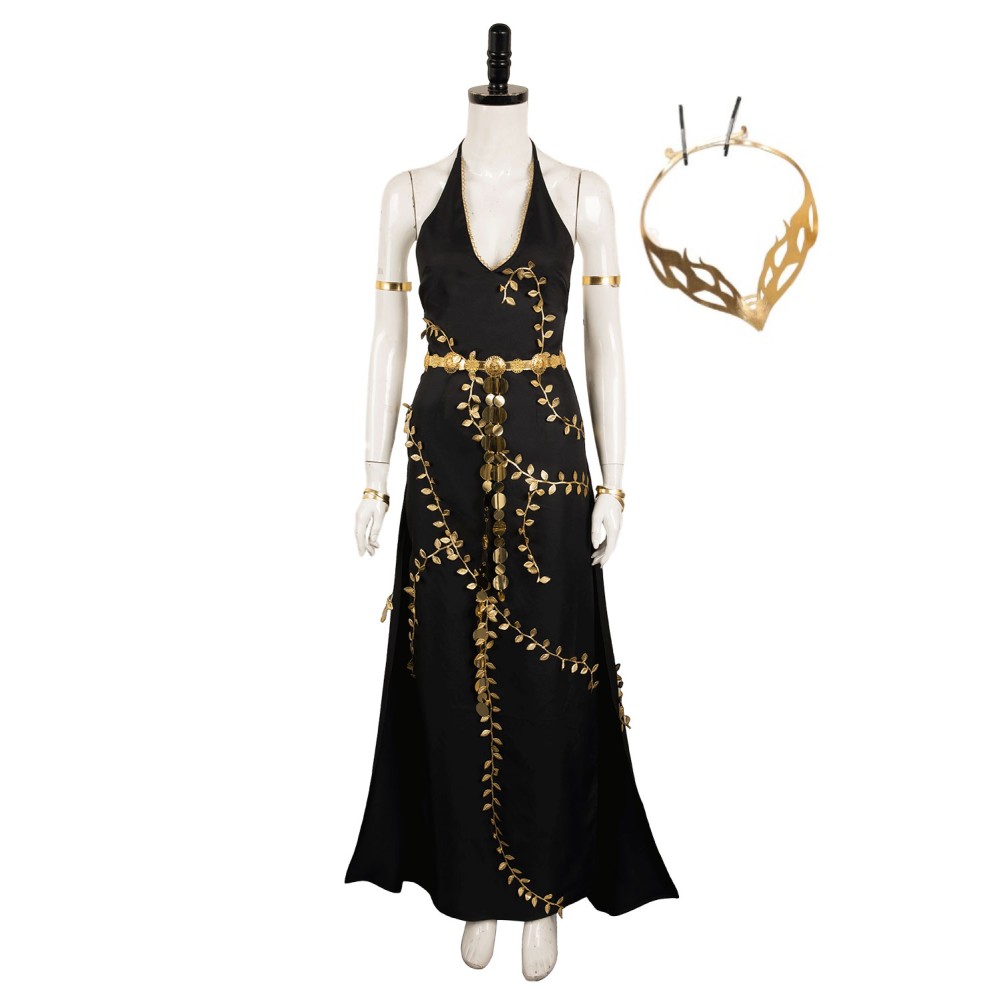 Elden Ring Marika Women Black Dress Set Suit Cosplay Costume Halloween Carnival Outfit