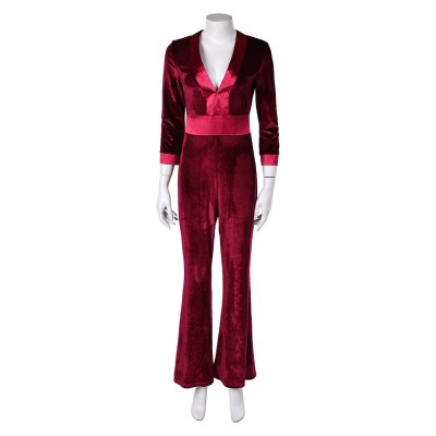 Drop (2025) Violet Women Red Velvet Jumpsuit Cosplay Costume Halloween Carnival Outfit