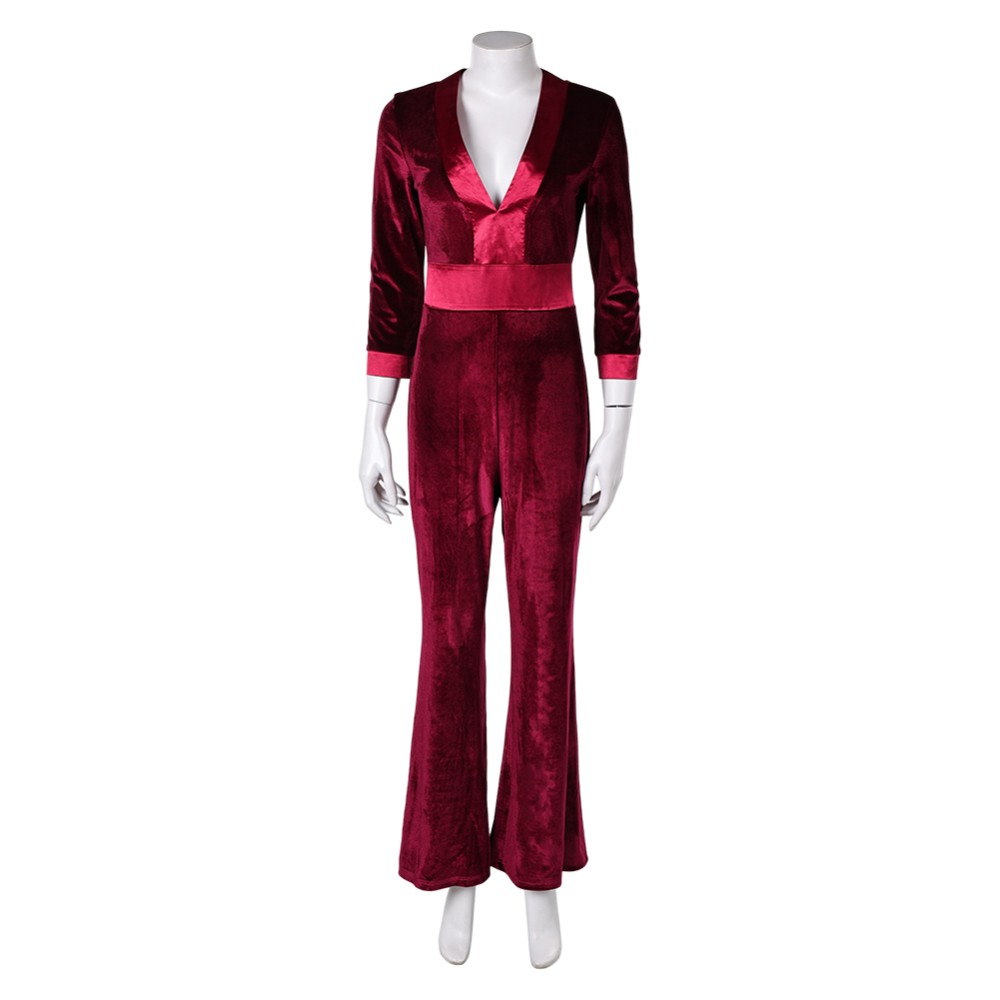 Drop (2025) Violet Women Red Velvet Jumpsuit Cosplay Costume Halloween Carnival Outfit
