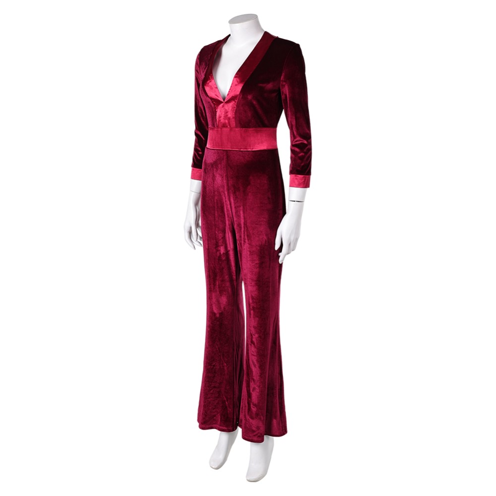 Drop (2025) Violet Women Red Velvet Jumpsuit Cosplay Costume Halloween Carnival Outfit