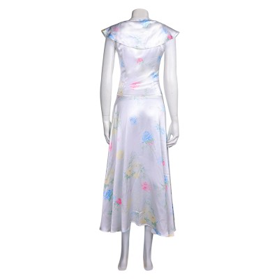 Downton Abbey Lady Mary Crawley White Printed Dress Party Cosplay Costume Halloween Carnival