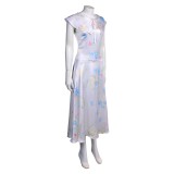 Downton Abbey Lady Mary Crawley White Printed Dress Party Cosplay Costume Halloween Carnival