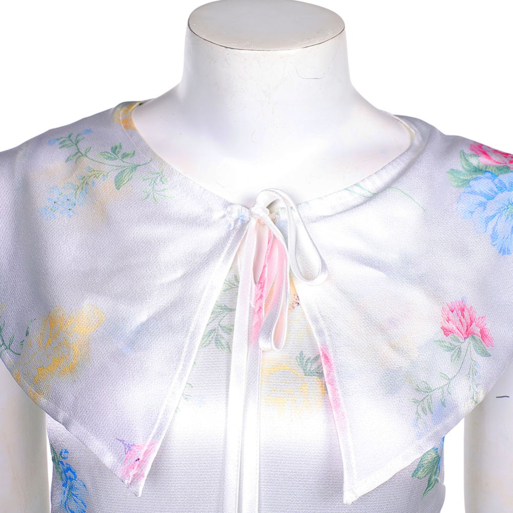 Downton Abbey Lady Mary Crawley White Printed Dress Party Cosplay Costume Halloween Carnival