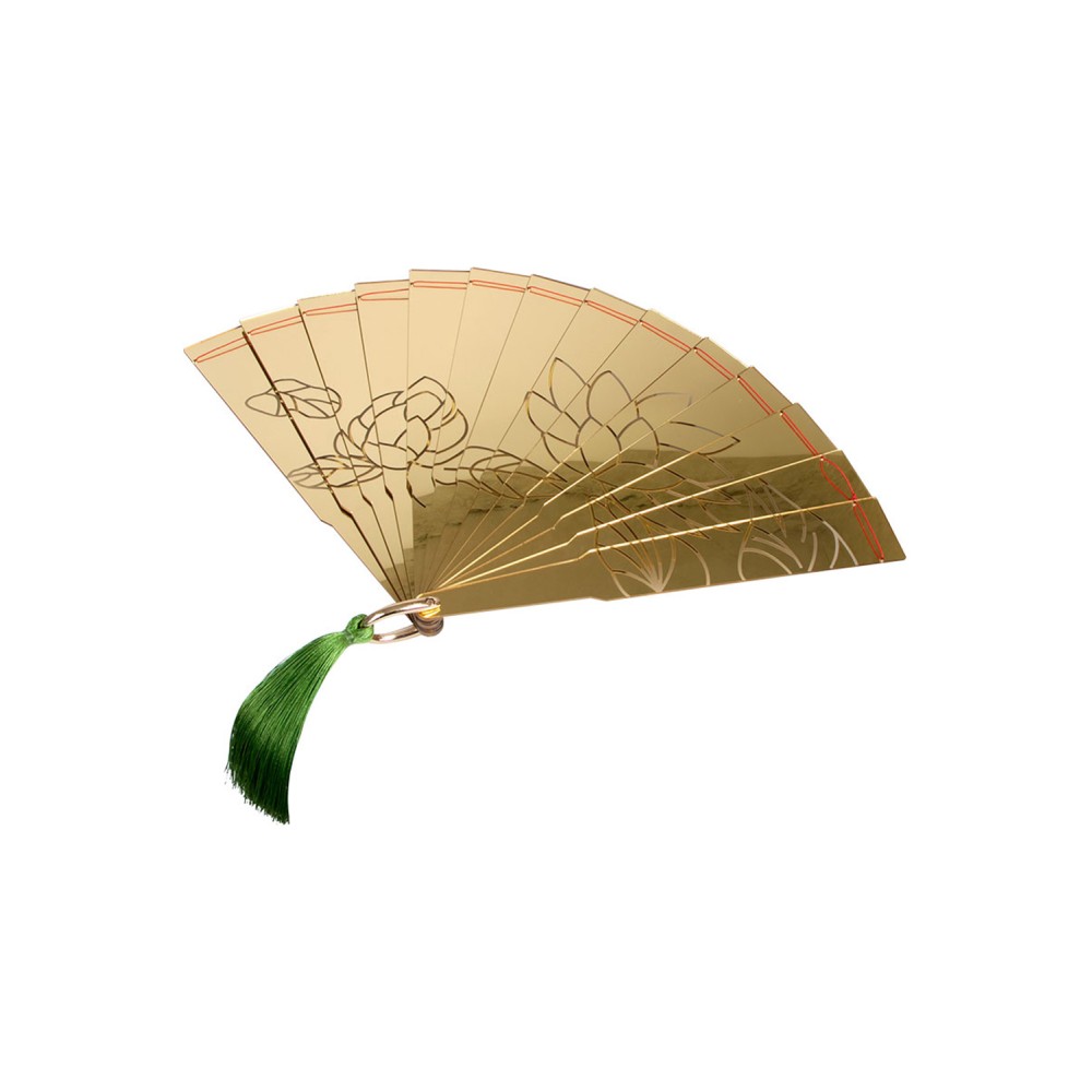 Douma Golden Lotus Plastic Arcylic Folding Fans Props Cosplay Costume Halloween Carnival