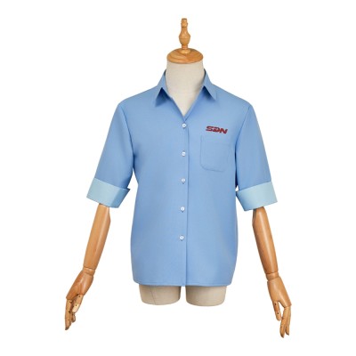 Dispatch Robert Robertson Mecha Man Blue Shirt Cosplay Costume Halloween Carnival