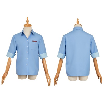 Dispatch Robert Robertson Mecha Man Blue Shirt Cosplay Costume Halloween Carnival