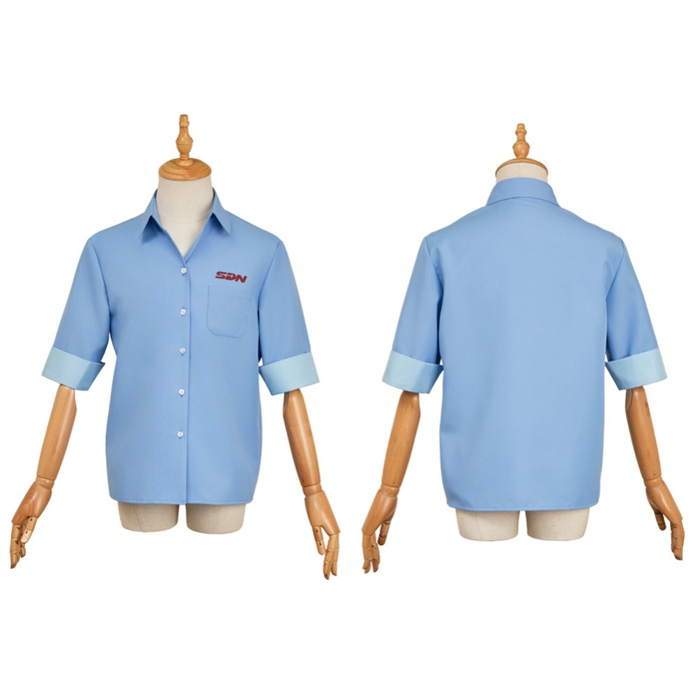 Dispatch Robert Robertson Mecha Man Blue Shirt Cosplay Costume Halloween Carnival