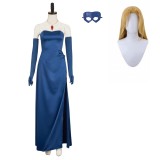 Dispatch Blonde Blazer Blue Dress Cosplay Costume Halloween Carnival Outfit