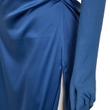 Dispatch Blonde Blazer Blue Dress Cosplay Costume Halloween Carnival Outfit
