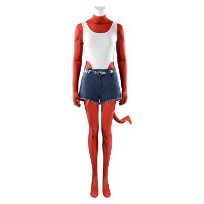 Dispatch Malevola Women Red Jumpsuit Cosplay Costume Halloween Carnival Outfit