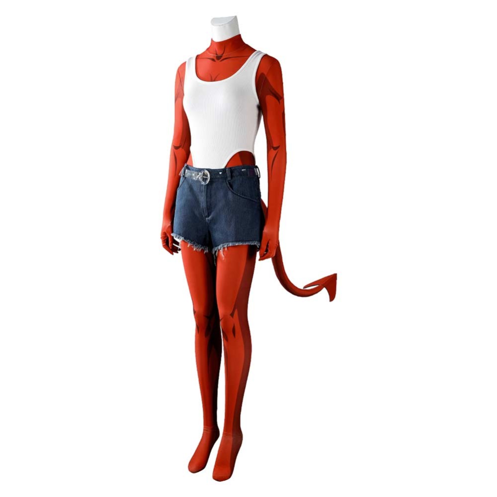 Dispatch Malevola Women Red Jumpsuit Cosplay Costume Halloween Carnival Outfit