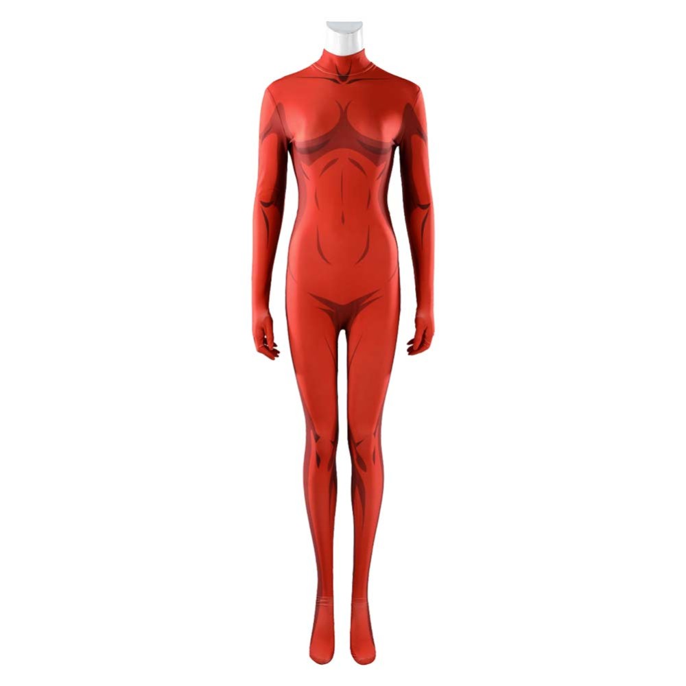 Dispatch Malevola Women Red Jumpsuit Cosplay Costume Halloween Carnival Outfit