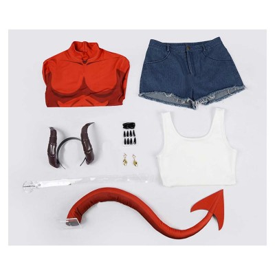 Dispatch Malevola Women Red Jumpsuit Cosplay Costume Halloween Carnival Outfit