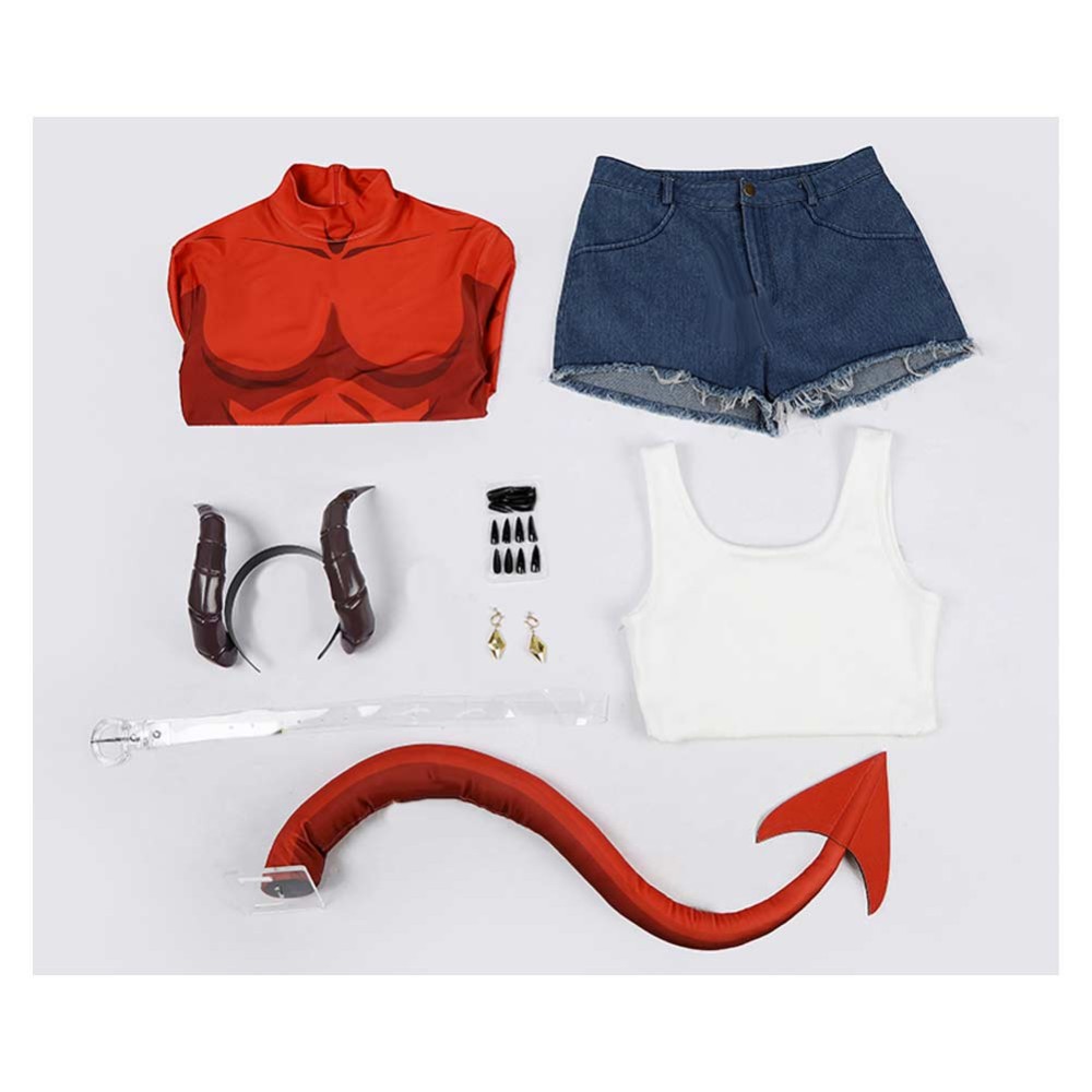 Dispatch Malevola Women Red Jumpsuit Cosplay Costume Halloween Carnival Outfit