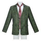 Disco Elysium Harrier Du Bois Men Green Suit Party Cosplay Costume Halloween Carnival