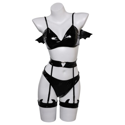 Devil Bat 3 Piece Sexy Bikinis Set Lingerie for Women Suit Original Design Cosplay Costume Halloween Carnival Outfit