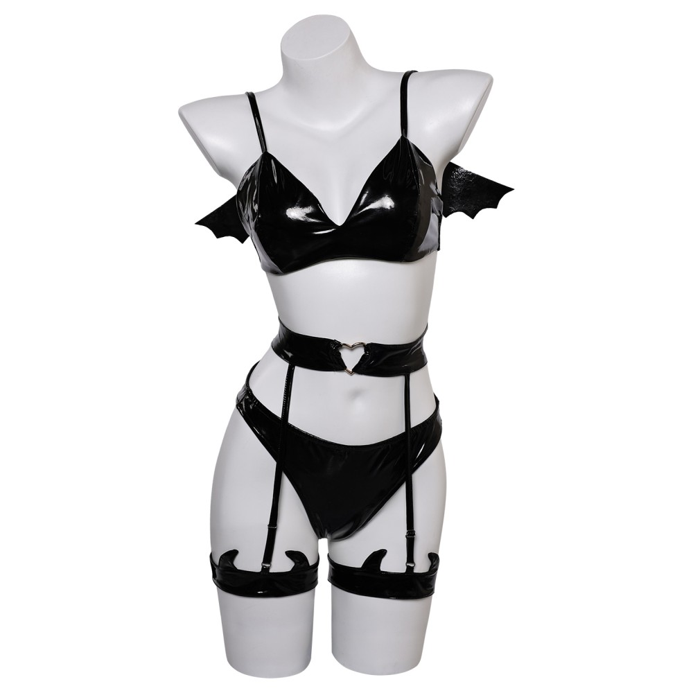 Devil Bat 3 Piece Sexy Bikinis Set Lingerie for Women Suit Original Design Cosplay Costume Halloween Carnival Outfit