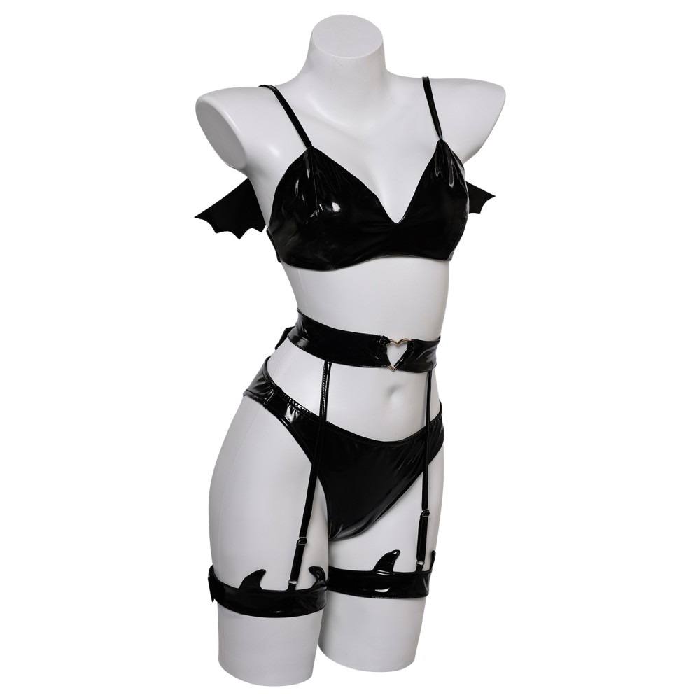 Devil Bat 3 Piece Sexy Bikinis Set Lingerie for Women Suit Original Design Cosplay Costume Halloween Carnival Outfit