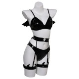 Devil Bat 3 Piece Sexy Bikinis Set Lingerie for Women Suit Original Design Cosplay Costume Halloween Carnival Outfit