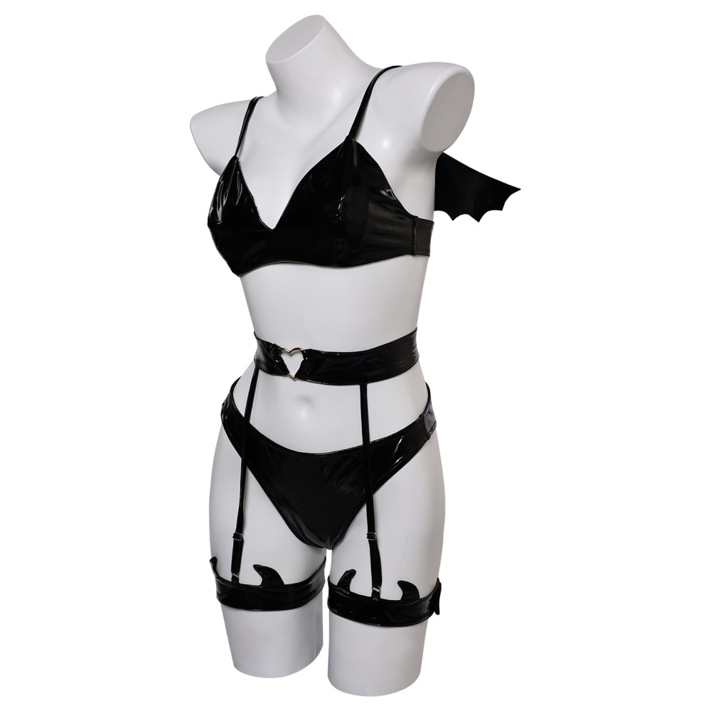 Devil Bat 3 Piece Sexy Bikinis Set Lingerie for Women Suit Original Design Cosplay Costume Halloween Carnival Outfit