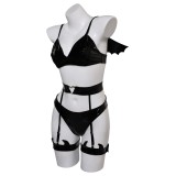 Devil Bat 3 Piece Sexy Bikinis Set Lingerie for Women Suit Original Design Cosplay Costume Halloween Carnival Outfit