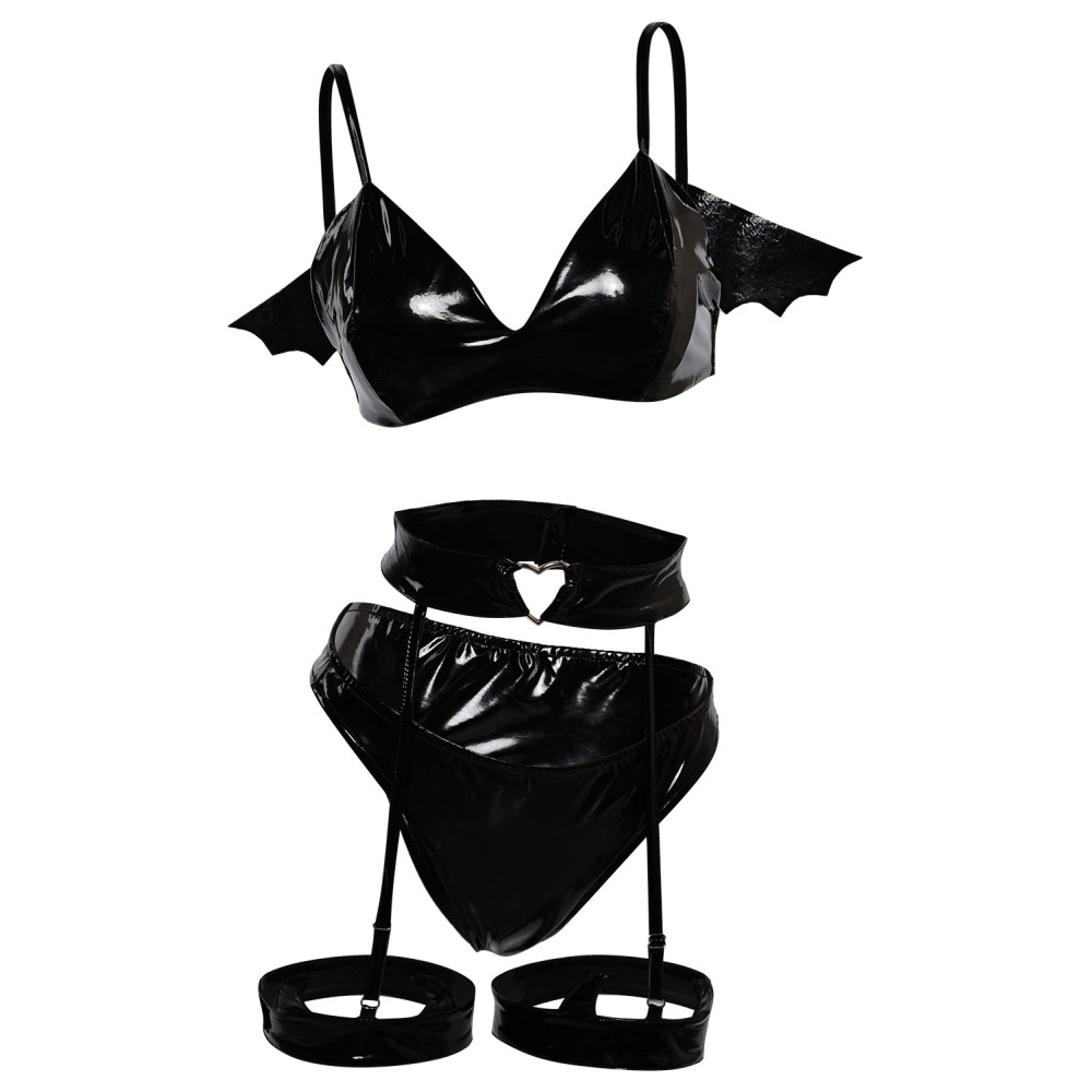 Devil Bat 3 Piece Sexy Bikinis Set Lingerie for Women Suit Original Design Cosplay Costume Halloween Carnival Outfit