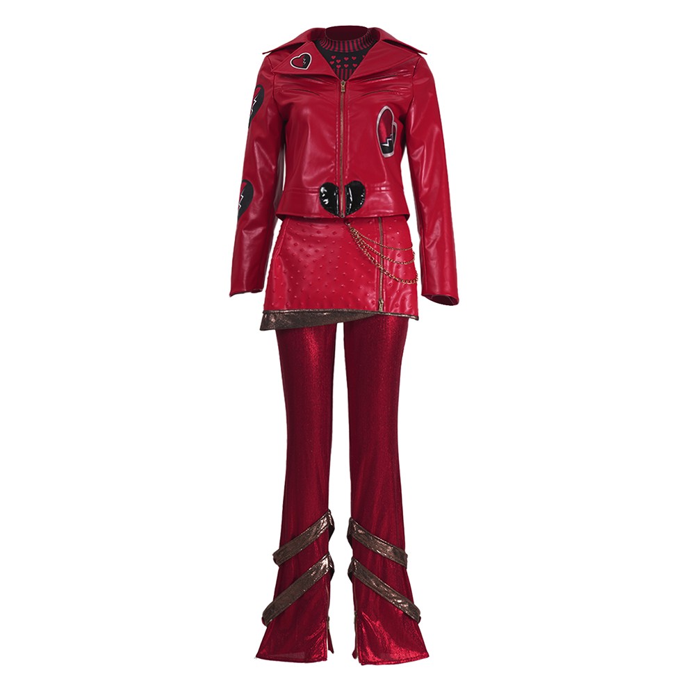 Descendants: Wicked Wonderland Red Women Red Heart-print Cosplay Costume Halloween Carnival Outfit