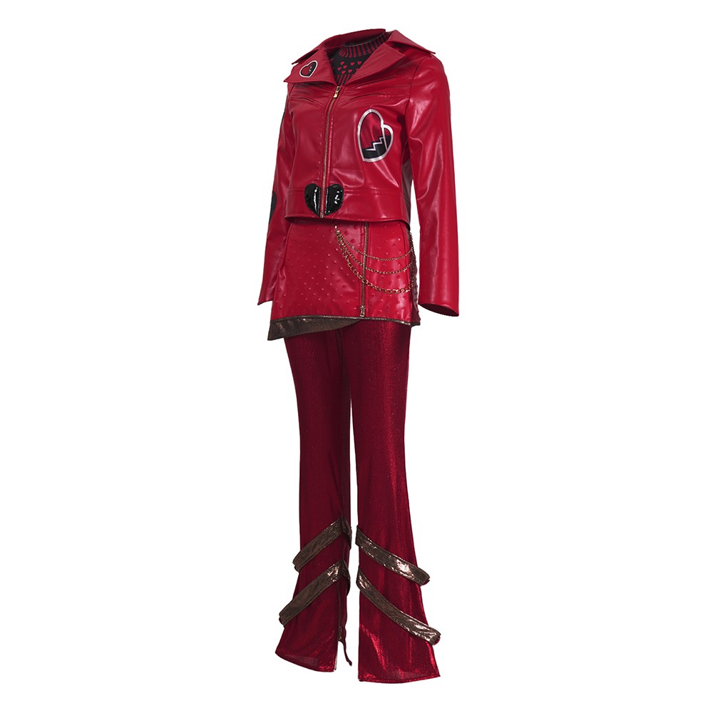 Descendants: Wicked Wonderland Red Women Red Heart-print Cosplay Costume Halloween Carnival Outfit