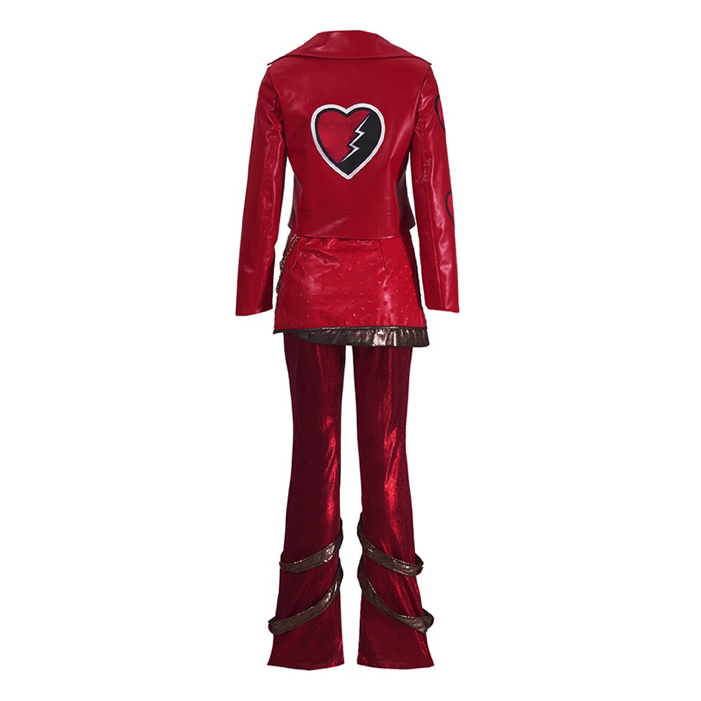 Descendants: Wicked Wonderland Red Women Red Heart-print Cosplay Costume Halloween Carnival Outfit